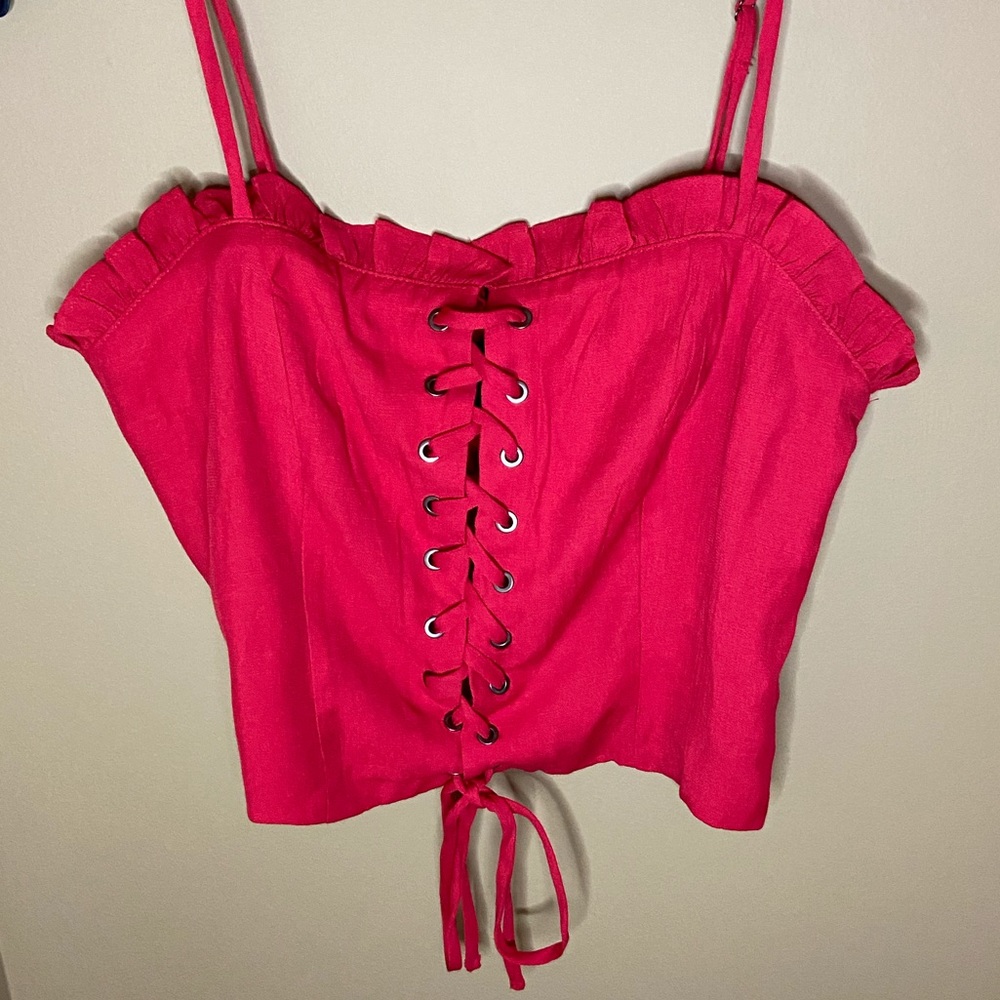 Forever 21 Red Tie Up Crop Top